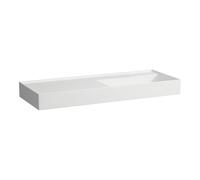 LAUFEN Kartell vasque H8133337571121 120x46cm, tablette à gauche, sans trop-plein, sans trou pour robinetterie, blanc mat