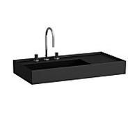 LAUFEN Kartell lavabo H8103387161581 90x46cm, étagère à droite, sans trop-plein, 3 trous pour robinetterie, noir mat
