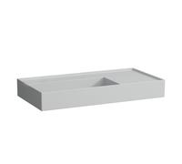LAUFEN Kartell lavabo 8103387591121, 90x46cm, gris, étagère à droite, sans trou pour robinet, céramique saphir