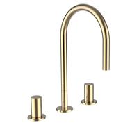 LAUFEN Kartell Mitigeur de lavabo 3 trous, bec pivotant, sans vidage, saillie 166 mm, H3123330012201, Couleur: Or