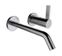 LAUFEN Mitigeur lavabo encastré H3113360901201 – 2 trous, saillie 175 mm, acier inoxydable brossé