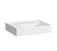 LAUFEN Kartell vasque 8103350001121, 60x46cm, blanc , étagère à gauche, sans trou pour robinet, céramique saphir