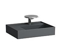 LAUFEN Kartell vasque H8103357581581 60x46cm, étagère à gauche, sans trop-plein, 3 trous pour robinetterie, graphite mat
