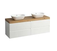 LAUFEN LANI Plan de toilette chêne sauvage incl. meuble sous-lavabo, 1 découpe à gauche et à droite, 1570x495x580mm, H4065941122601, Couleur: Blanc mat