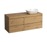 Laufen Lani - Meuble sous-lavabo, 58x137x49 cm, 4 tiroirs, découpe à droite, chêne H4065831122671