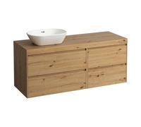 Laufen Lani - Meuble sous-lavabo, 58x137x49 cm, 4 tiroirs, découpe à gauche, chêne H4065821122671