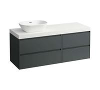 Laufen Lani - Meuble sous-lavabo, 58x137x49 cm, 4 tiroirs, découpe à gauche, gris/blanc H4045821122661