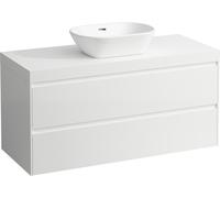 LAUFEN LANI Plan de lavabo blanc mat avec meuble sous-lavabo, 1 découpe au centre, 1185x495x580mm, H4045711129991