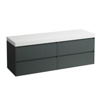 LAUFEN LANI Plan de lavabo blanc mat avec meuble sous-lavabo, sans découpe, 1570x495x580mm, H4045901122661
