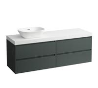 LAUFEN LANI Plan de lavabo blanc mat incl. meuble sous-lavabo, 1 découpe à gauche, 1570x495x580mm, H4045921122661, Couleur: Trafic gris