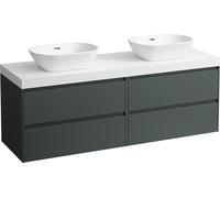 LAUFEN LANI Plan de lavabo blanc mat incl. meuble sous-lavabo, 1 découpe à gauche et à droite, 1570x495x580mm, H4045941122661
