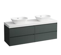 LAUFEN LANI Plan de lavabo blanc mat incl. meuble sous-lavabo, 1 découpe à gauche et à droite, 1570x495x580mm, H4045941122661