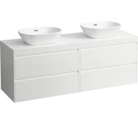 LAUFEN LANI Plan de lavabo blanc mat incl. meuble sous-lavabo, 1 découpe à gauche et à droite, 1570x495x580mm, H4045941122601