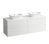 LAUFEN LANI Plan de lavabo blanc mat incl. meuble sous-lavabo, 1 découpe à gauche et à droite, 1570x495x580mm, H4045941129901