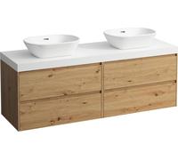 LAUFEN LANI Plan de lavabo blanc mat incl. meuble sous-lavabo, 1 découpe à gauche et à droite, 1570x495x580mm, H4045941122671