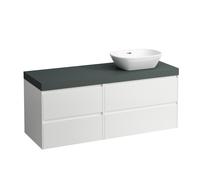 LAUFEN LANI Plan de lavabo gris trafic incl. meuble bas, 1 découpe à droite, 1370x495x580mm, H4055831122601
