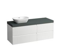 LAUFEN LANI Plan de lavabo gris trafic incl. meuble sous-lavabo, 1 découpe à gauche, 1370x495x580mm, H4055821129901