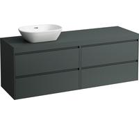 LAUFEN LANI Plan de lavabo gris trafic incl. meuble sous-lavabo, 1 découpe à gauche, 1570x495x580mm, H4055921122661