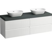 LAUFEN LANI Plan de lavabo gris trafic incl. meuble sous-lavabo, 1 découpe à gauche et à droite, 1570x495x580mm, H4055941122611