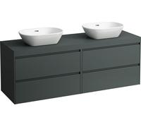 LAUFEN LANI Plan de lavabo gris trafic incl. meuble sous-lavabo, 1 découpe à gauche et à droite, 1570x495x580mm, H4055941122661