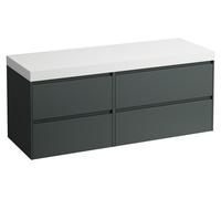 LAUFEN LANI Plan de toilette blanc mat avec meuble sous-lavabo, sans découpe, grand tiroir à droite, 1370x495x580mm, H4045811122661
