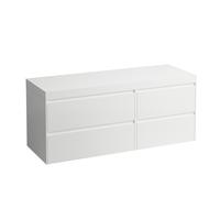 LAUFEN LANI Plan de toilette blanc mat avec meuble sous-lavabo, sans découpe, grand tiroir à gauche, 1370x495x580mm, H4045801122611