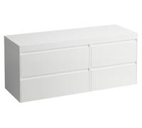 LAUFEN LANI Plan de toilette blanc mat avec meuble sous-lavabo, sans découpe, grand tiroir à gauche, 1370x495x580mm, H4045801129901