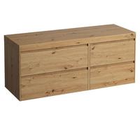 LAUFEN LANI Plan de toilette chêne sauvage avec meuble sous-lavabo, sans découpe, grand tiroir à gauche, 1370x495x580mm, H4065801122671