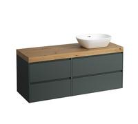 Laufen Lani - Meuble sous-lavabo, 58x137x49 cm, 4 tiroirs, découpe à droite, gris/chêne H4065831122661