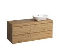 LAUFEN LANI Plan de toilette chêne sauvage incl. meuble sous-lavabo, 1 découpe à droite, 1370x495x580mm, H4065831122671, Couleur: ChÃªne sauvage