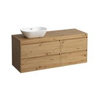 Laufen Lani - Meuble sous-lavabo, 58x137x49 cm, 4 tiroirs, découpe à gauche, chêne H4065821122671