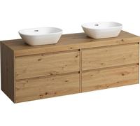 LAUFEN LANI Plan de toilette chêne sauvage incl. meuble sous-lavabo, 1 découpe à gauche et à droite, 1570x495x580mm, H4065941122671