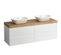 Laufen Lani - Meuble lavabo, 157x50x58 cm, 4 tiroirs, blanc mat/chêne H4065941122601