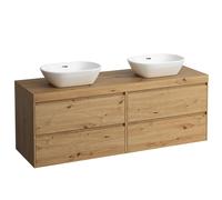 LAUFEN LANI Plan de toilette chêne sauvage incl. meuble sous-lavabo, 1 découpe à gauche et à droite, 1570x495x580mm, H4065941122671