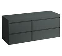 LAUFEN LANI Plan de toilette gris trafic, avec meuble sous-lavabo, sans découpe, grand tiroir à droite, 1370x495x580mm, H4055811122661