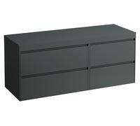 LAUFEN LANI Plan de toilette gris trafic, avec meuble sous-lavabo, sans découpe, grand tiroir à gauche, 1370x495x580mm, H4055801122661