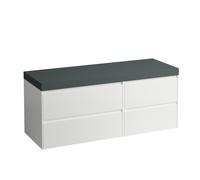 LAUFEN LANI Plan de toilette gris trafic, avec meuble sous-lavabo, sans découpe, grand tiroir à gauche, 1370x495x580mm, H4055801129901