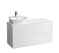 LAUFEN Le nouveau meuble à tiroirs / buffet H4060870856311 117,5x60x45,5cm, 2 tiroirs, lave-mains à gauche, blanc brillant