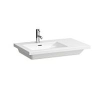 LAUFEN Living Square lavabo H8174380001091 75x48cm, sans trou pour robinet avec trop-plein, étagère à droite