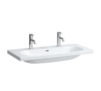 Laufen Lua - Double lavabo de meuble 46x100 cm, avec trop-plein, 2 trous pour robinetterie, blanc H8100890001071