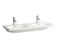 Laufen Lua - Double lavabo de meuble 46x120 cm, avec trop-plein, 2 trous pour robinetterie, LCC, blanc H8140810001041