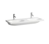 Laufen Lua - Double lavabo de meuble 46x120 cm, sans trop-plein, 2 trous pour robinetterie, blanc H8140810001561