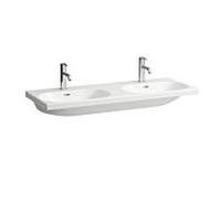 Laufen Lavabo double Lua H8140810001041 120x46 cm encastré blanc brillant 2 trous trop-plein