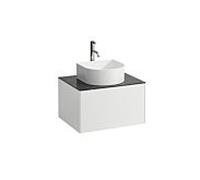 Laufen – Meuble sous-vasque Sonar H4054050341431 1 tiroir, découpe centrale, blanc mat/Nero Marquina