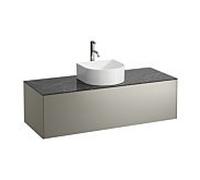 LAUFEN Caisson à tiroirs / buffet H4054250341421 117,5x34x45,5cm, découpe au milieu, avec trou pour robinet, titane / Nero Marquina