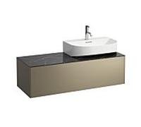Laufen Meuble sous-vasque Sonar H4054530341421 1 tiroir découpe à droite Titane/Nero Marquina