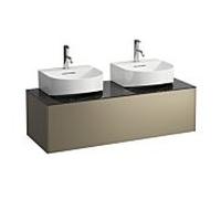 Laufen Meuble sous-vasque Sonar 1 tiroir découpe gauche/droite lavabo H816341 Titane/Nero Marquina