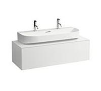 LAUFEN Sonar caisson à tiroirs / buffet H4054610341701 117,5x34x45,5cm, découpe au milieu, vasque à poser, blanc mat