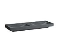 Meda lavabo double mural ou à poser sur meuble graphite mat 1300x460x80 mm - LAUFEN H8141127581121
