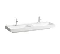 Laufen Meda vasque double H8141124001111 130x46cm, à encastrer, sans trop-plein, trou pour robinetterie 2000 , blanc avec LCC